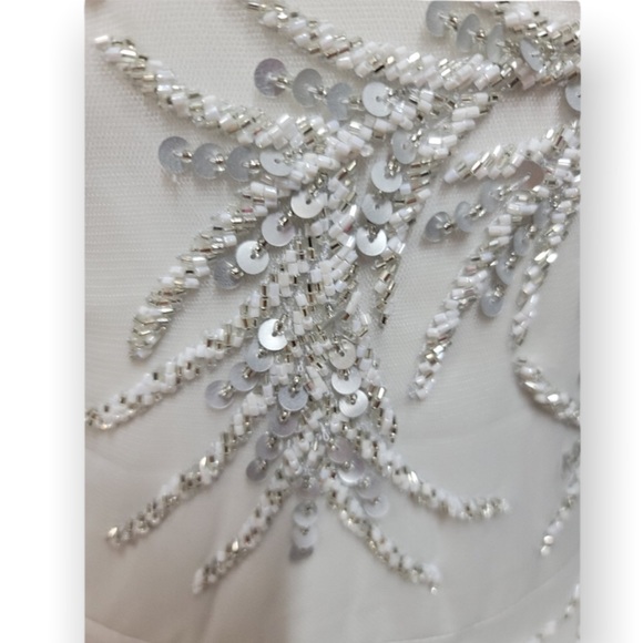 BHLDN x Anthropologie Capella 4 / Sm Gray White Silver Allover Beaded Maxi Gown - Picture 5 of 8